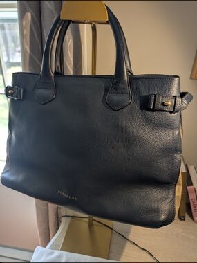 Burberry Banner Derby Leather Satchel With COA